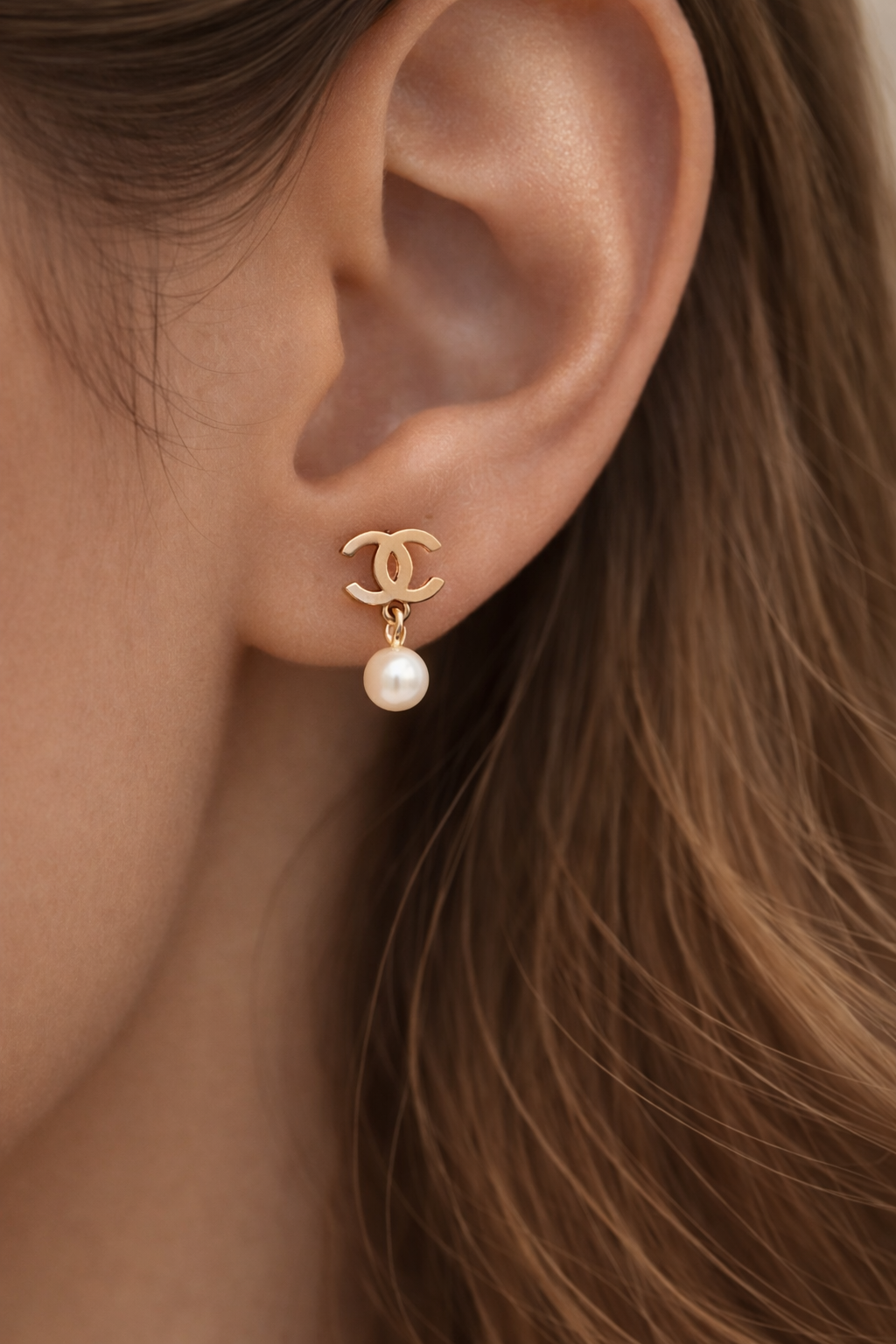 Chanel Pearl Minimal Earrings