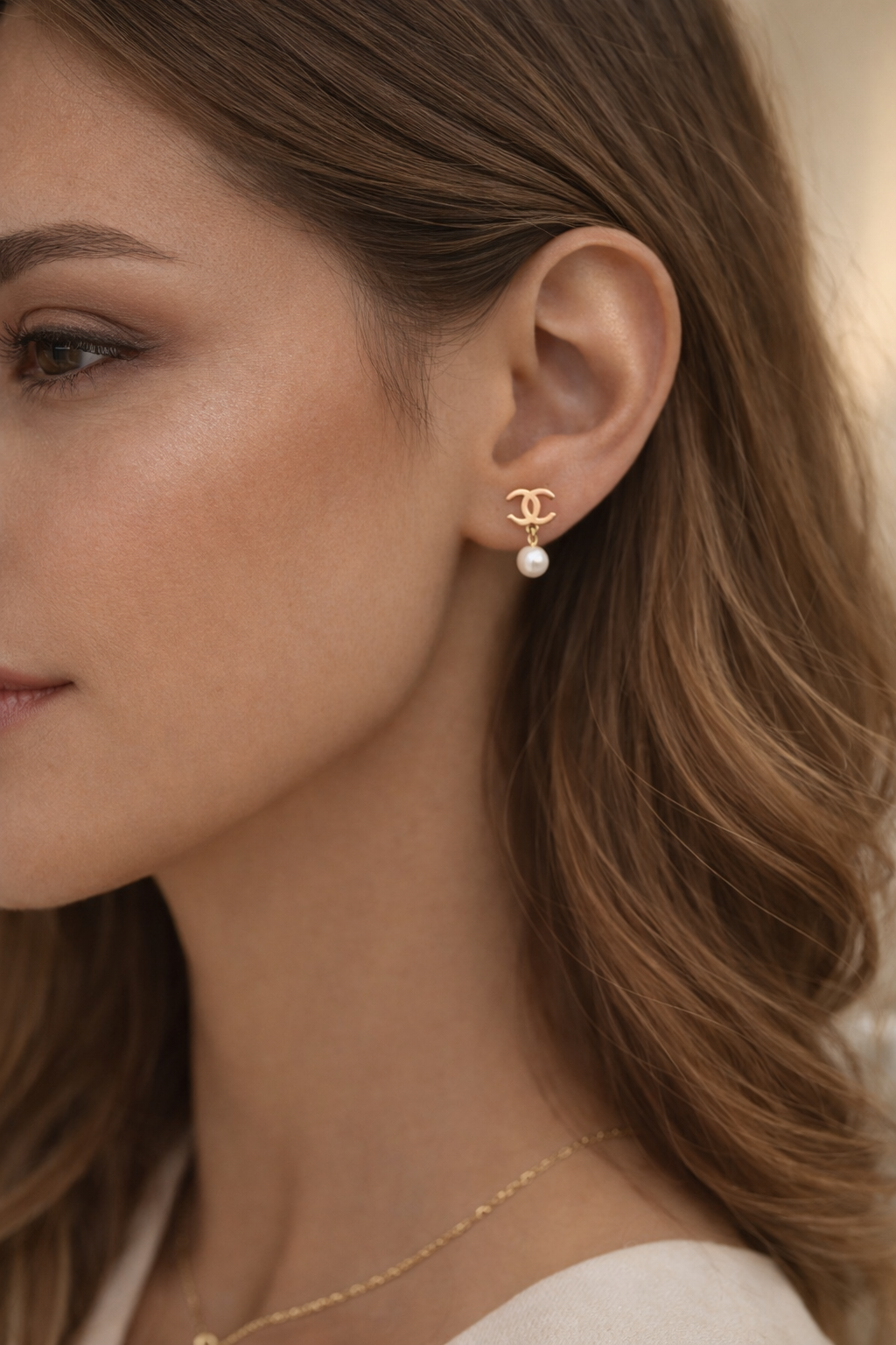 Chanel Pearl Minimal Earrings
