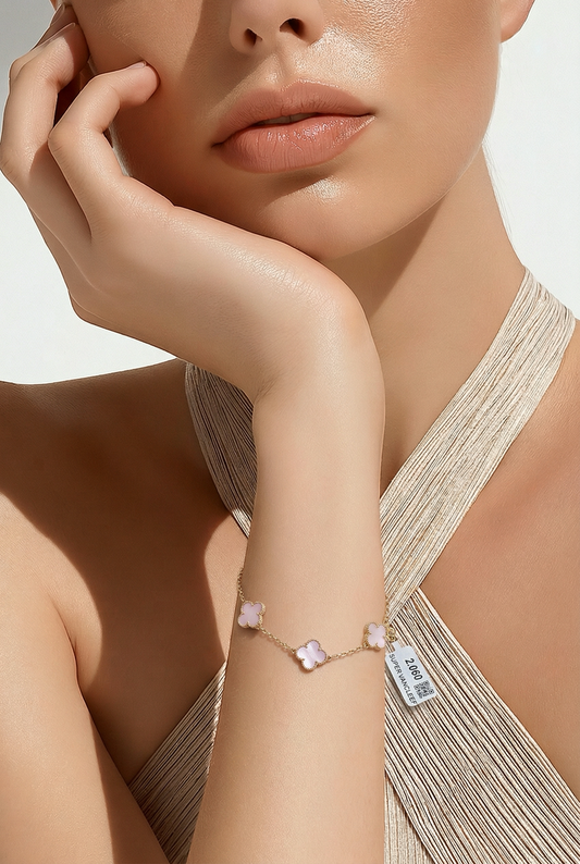 Minimal Rosé Alhambra Gold Bracelet