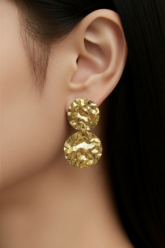 18K Hammered Orbit Gold Hoop Earrings