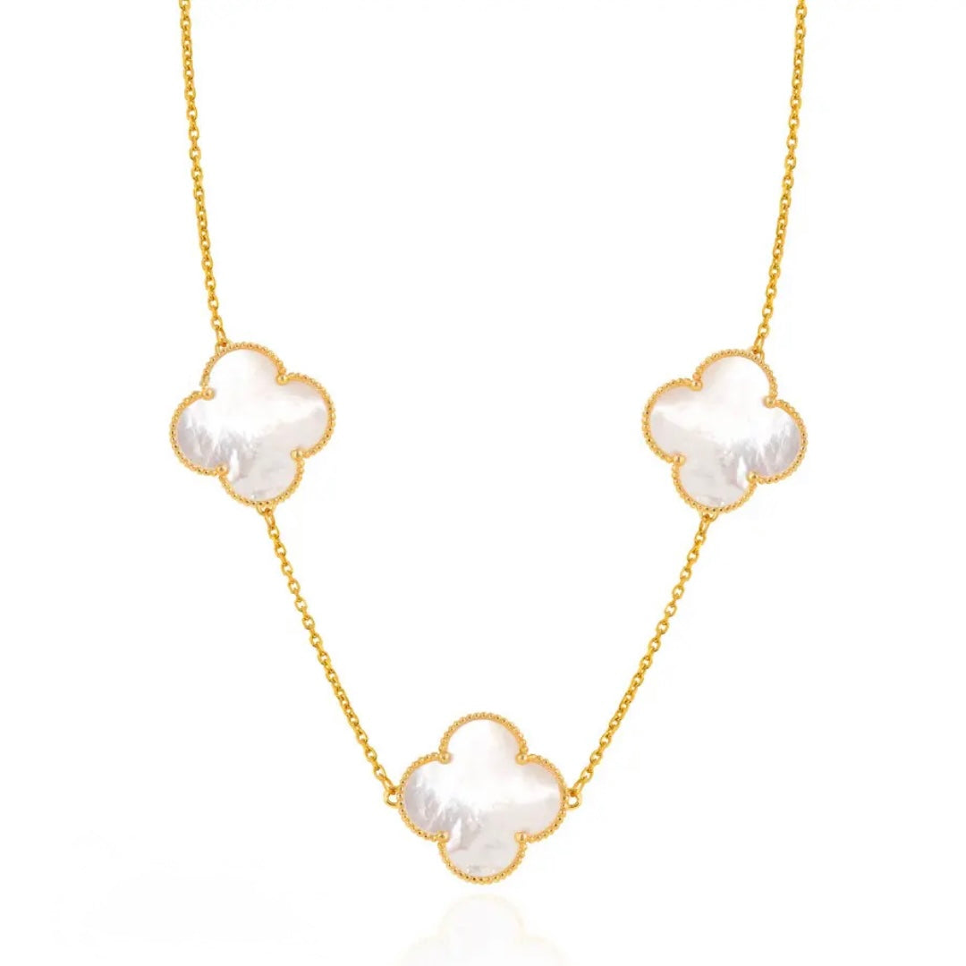 3-Motifs Pearl Flower Necklace