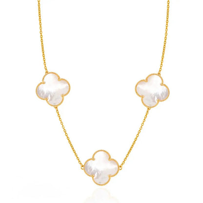 3-Motifs Pearl Flower Necklace