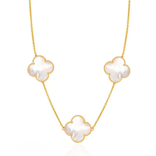 3-Motifs Pearl Flower Necklace