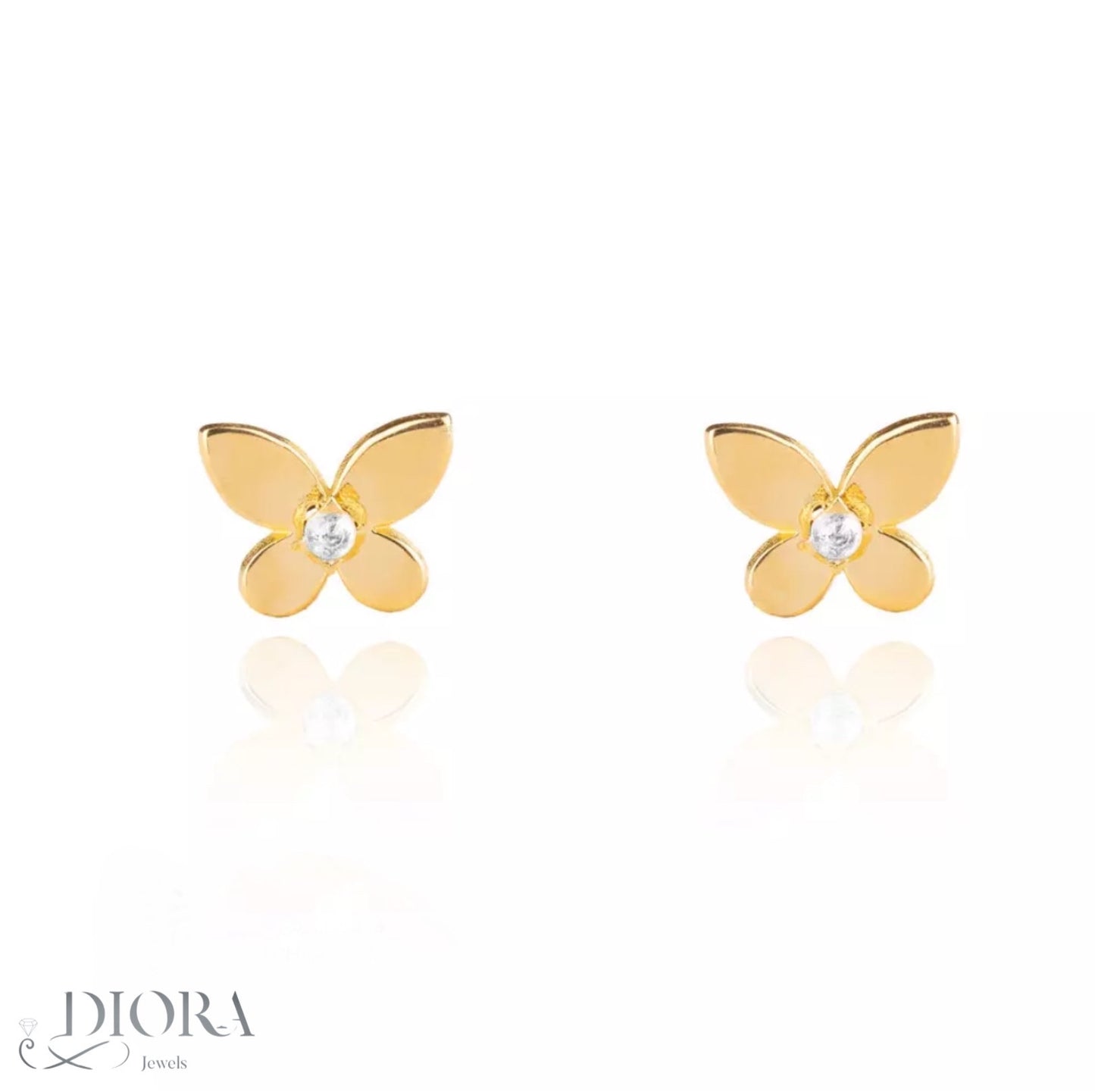 Gold Butterfly Stud Earrings