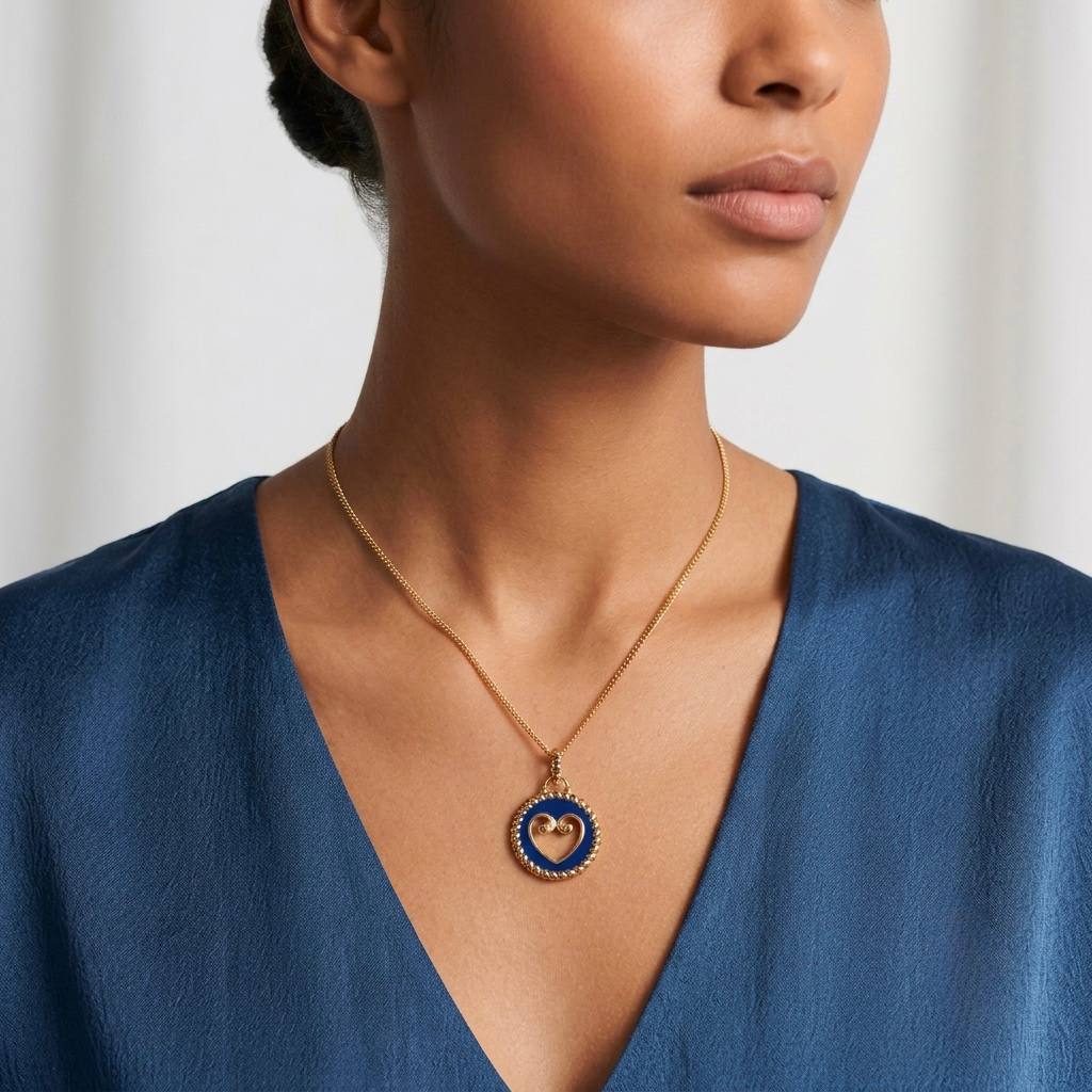 Blue Heart Gold Pendant