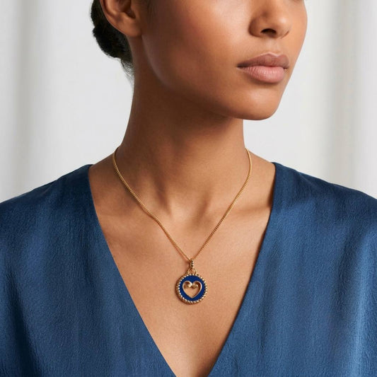 Blue Heart Gold Pendant