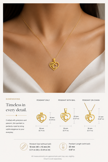 18K Initial Gold Pendant - C