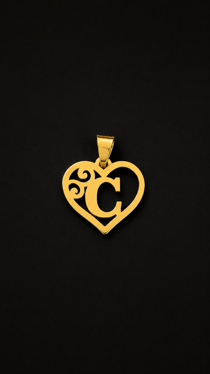 18K Initial Gold Pendant - C