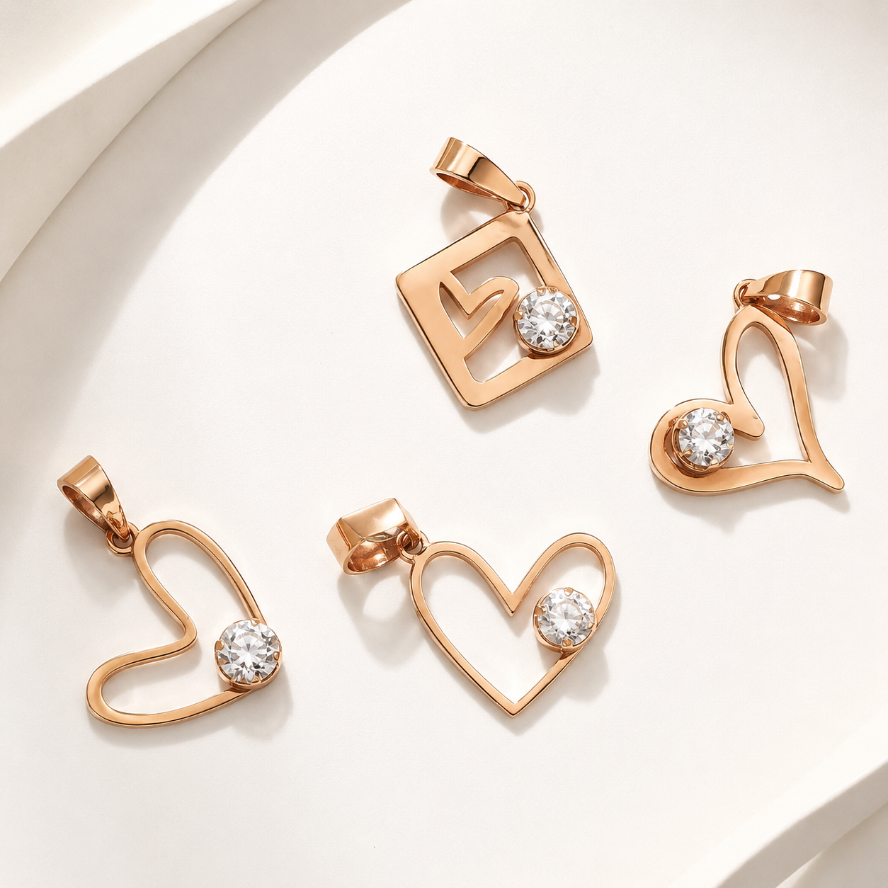 18K Heart Diamond Gold Pendant - style a
