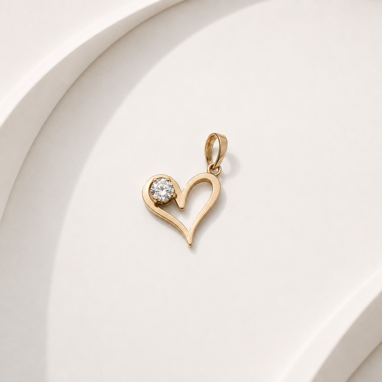 18K Heart Diamond Gold Pendant - style a