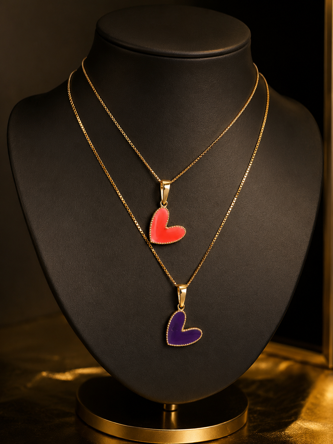 18K Heart Enamel Gold Pendant