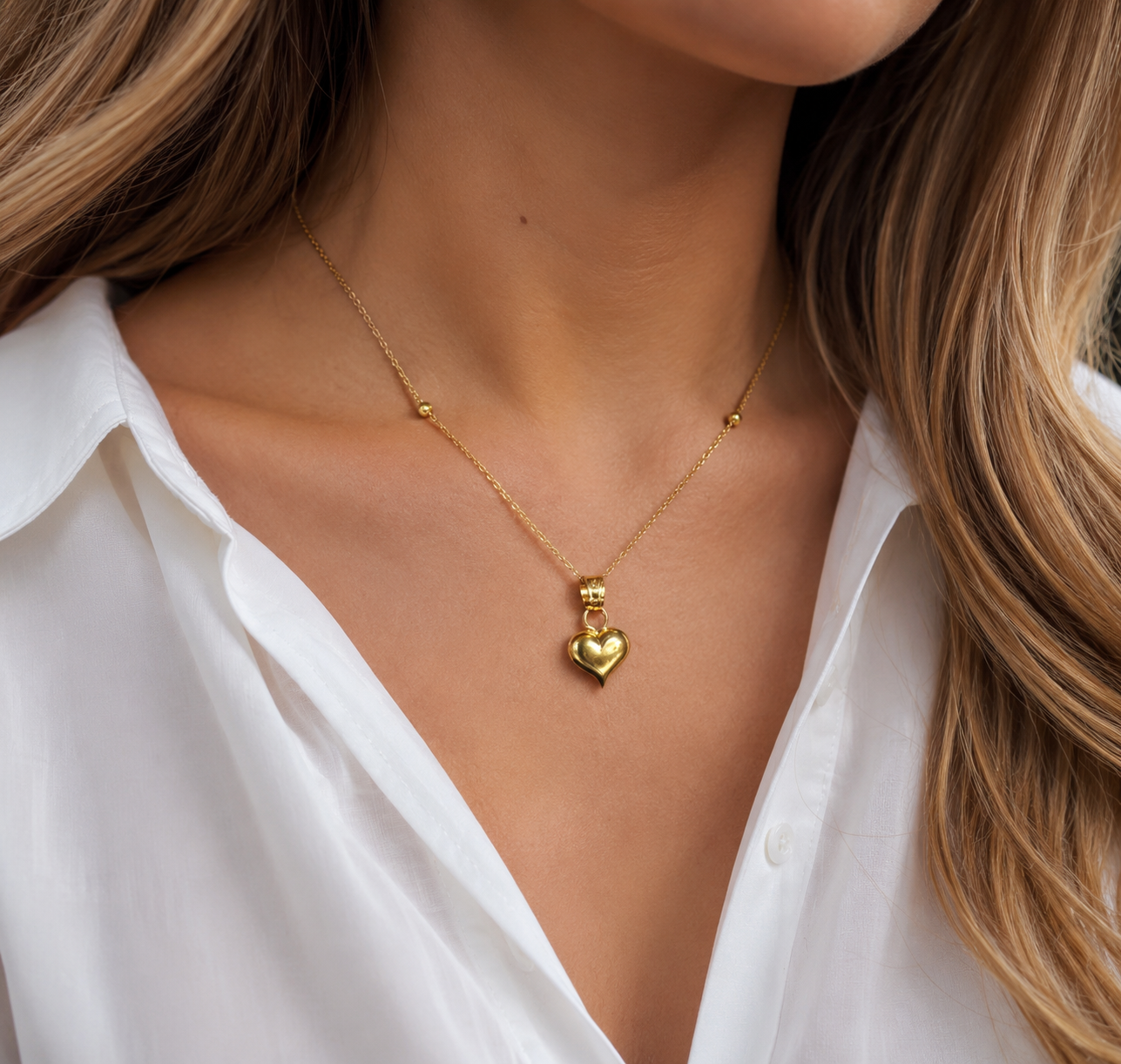 Puffy Heart Gold Pendant