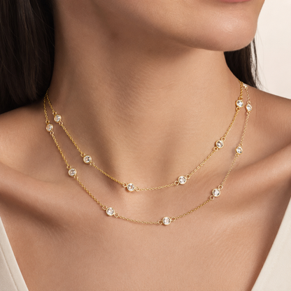 18K Gold Necklace with Stones