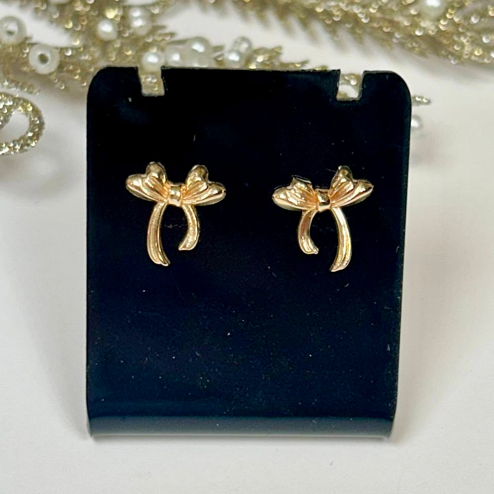 18K Gold Bowknot Stud Earrings