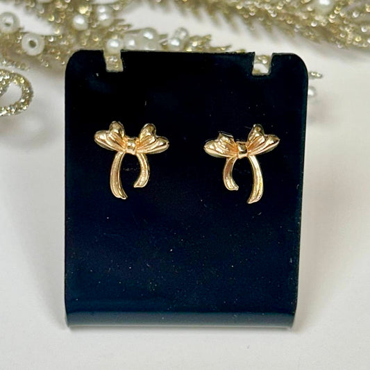 18K Gold Bowknot Stud Earrings