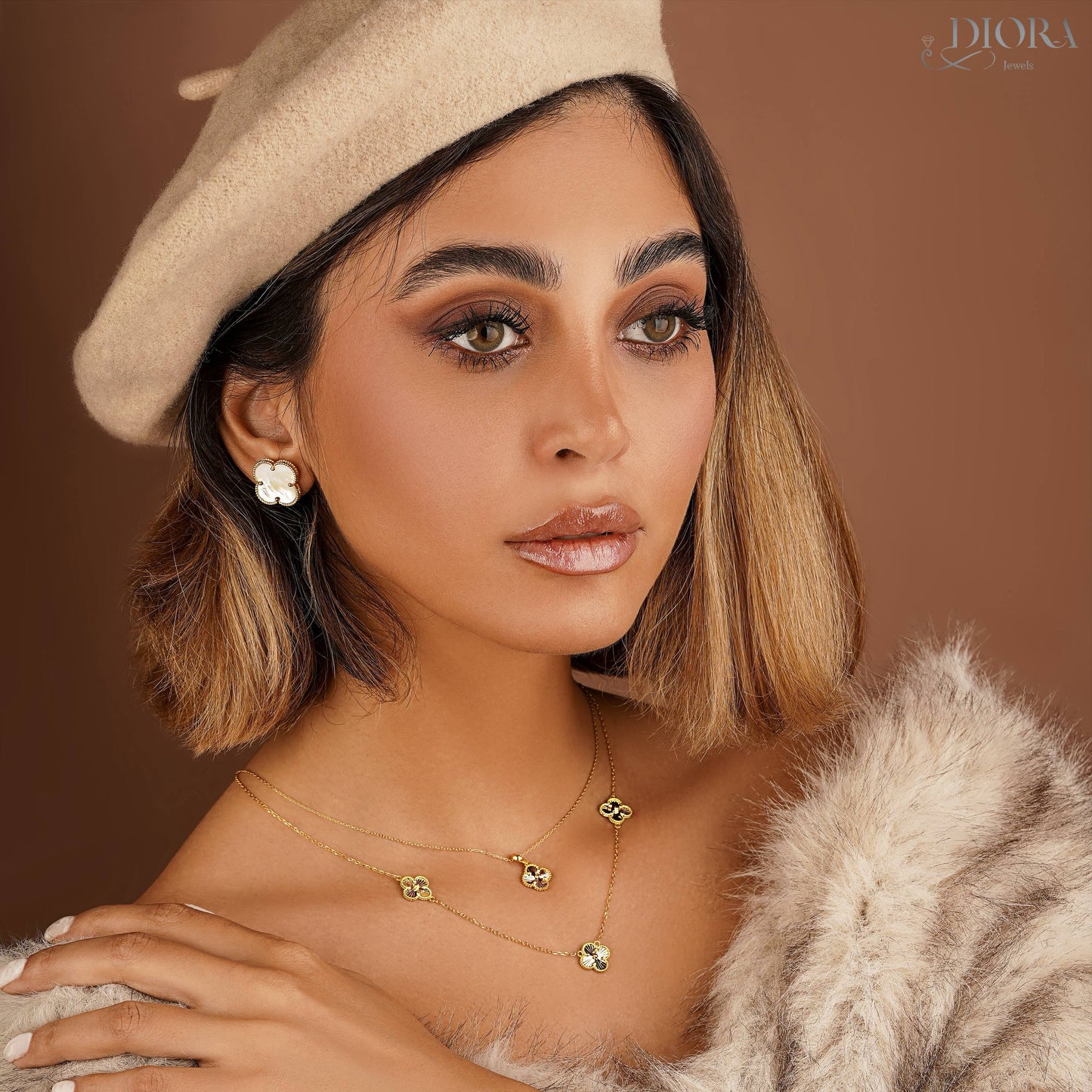 Flower Design Gold Earrings