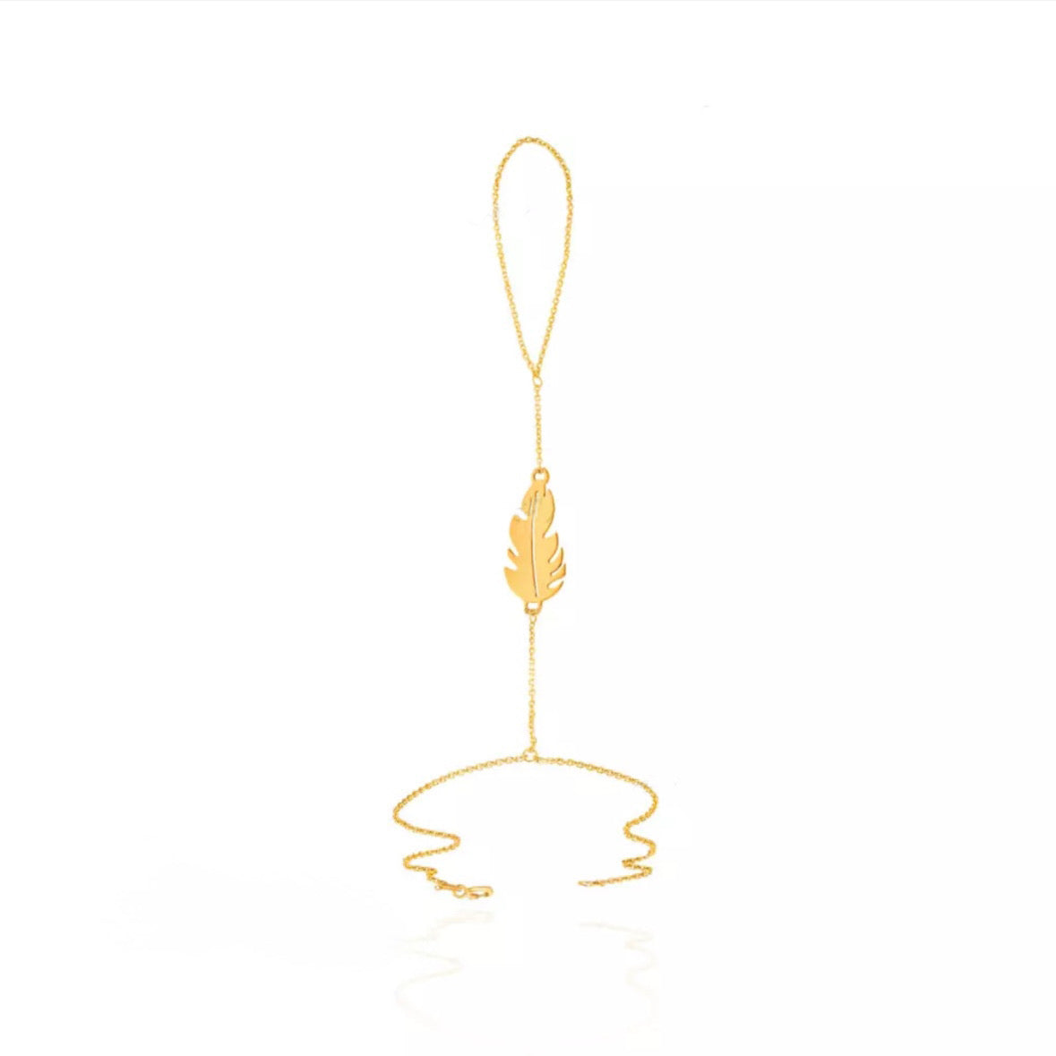 18K Laurel Leaf Gold Hand Chain