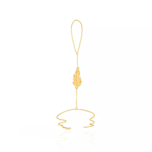 18K Laurel Leaf Gold Hand Chain