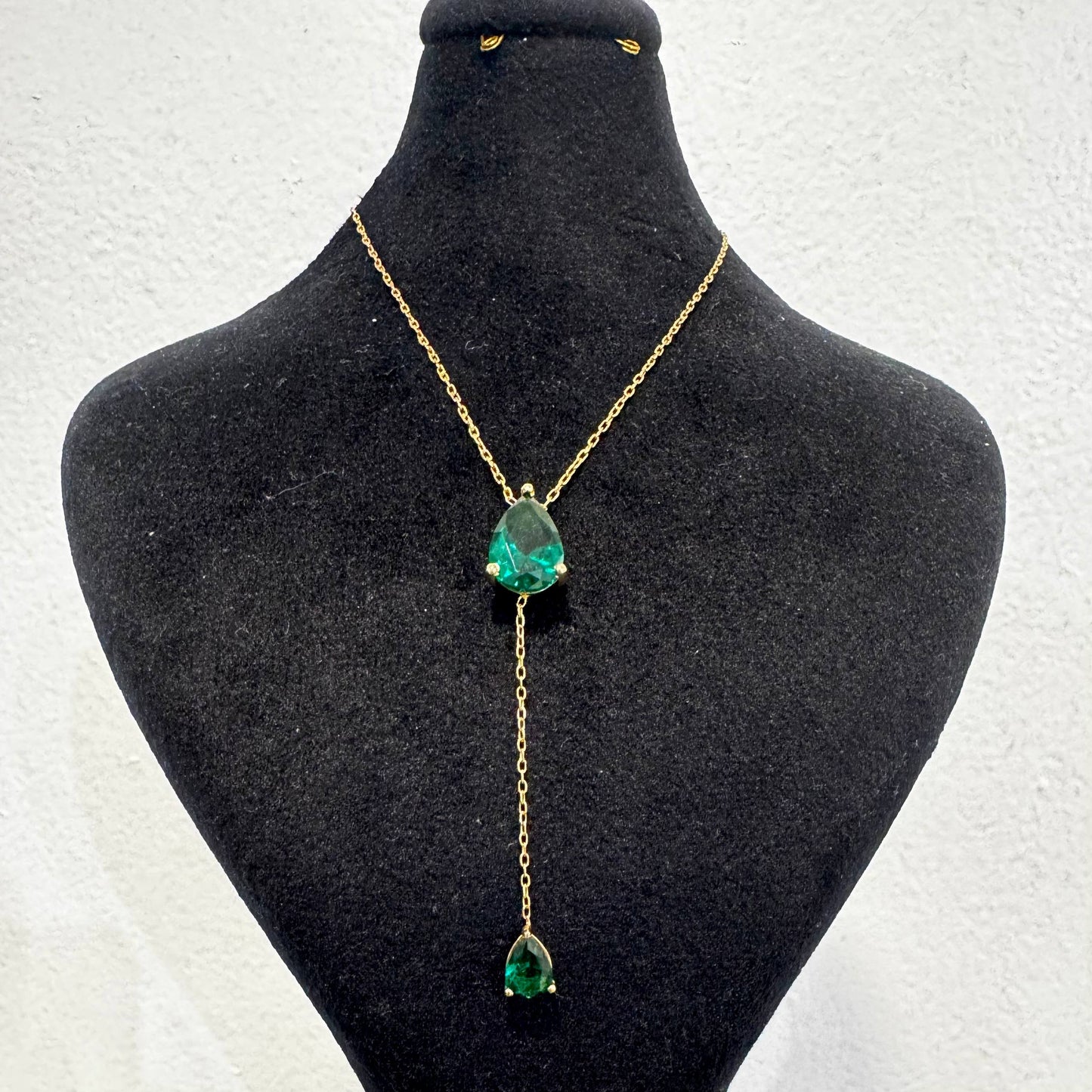 18K Emerald Drop Y-Necklace