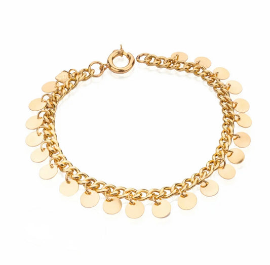 18K Sequin Charm Gold Bracelet