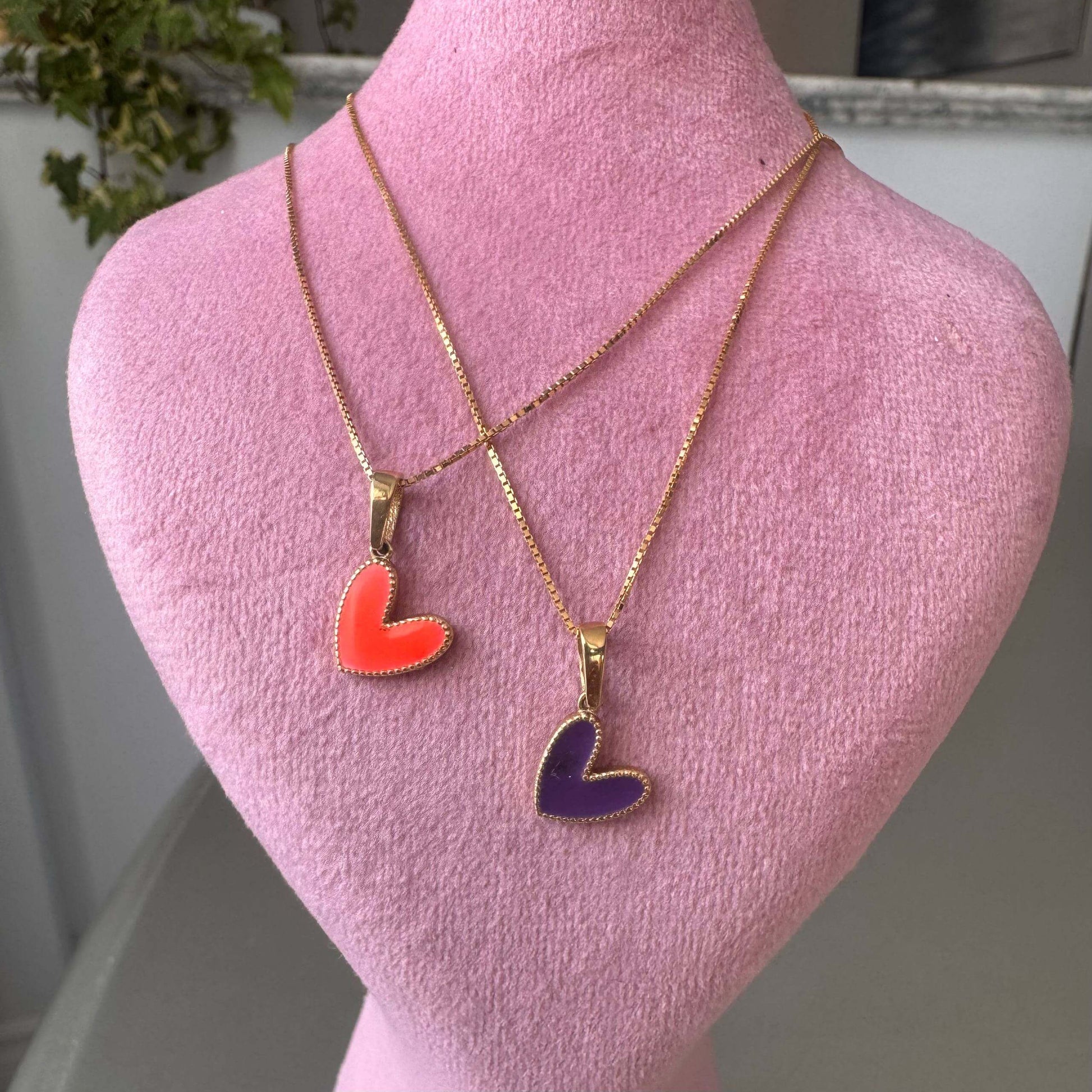 18K Heart Enamel Gold Pendant