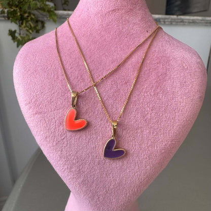 18K Heart Enamel Gold Pendant