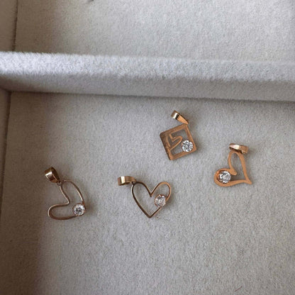 18K Heart Diamond Gold Pendant