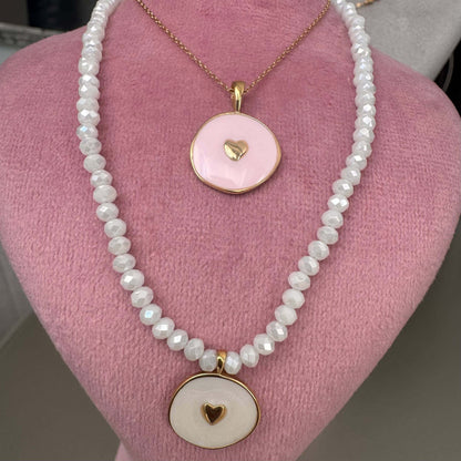 18K Heart Enamel Gold Pendant