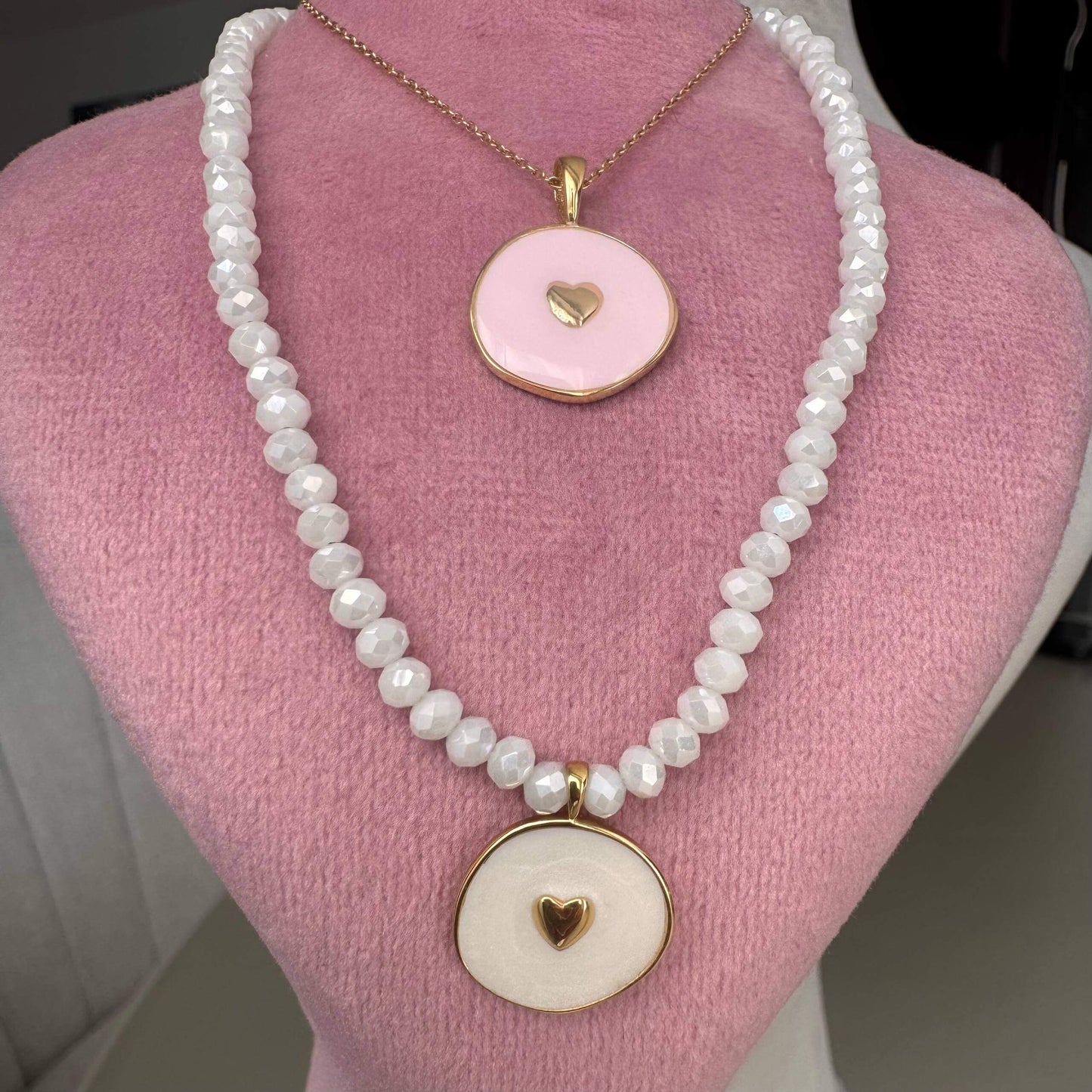 18K Heart Enamel Gold Pendant