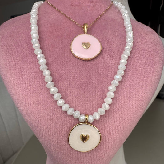 18K Heart Enamel Gold Pendant