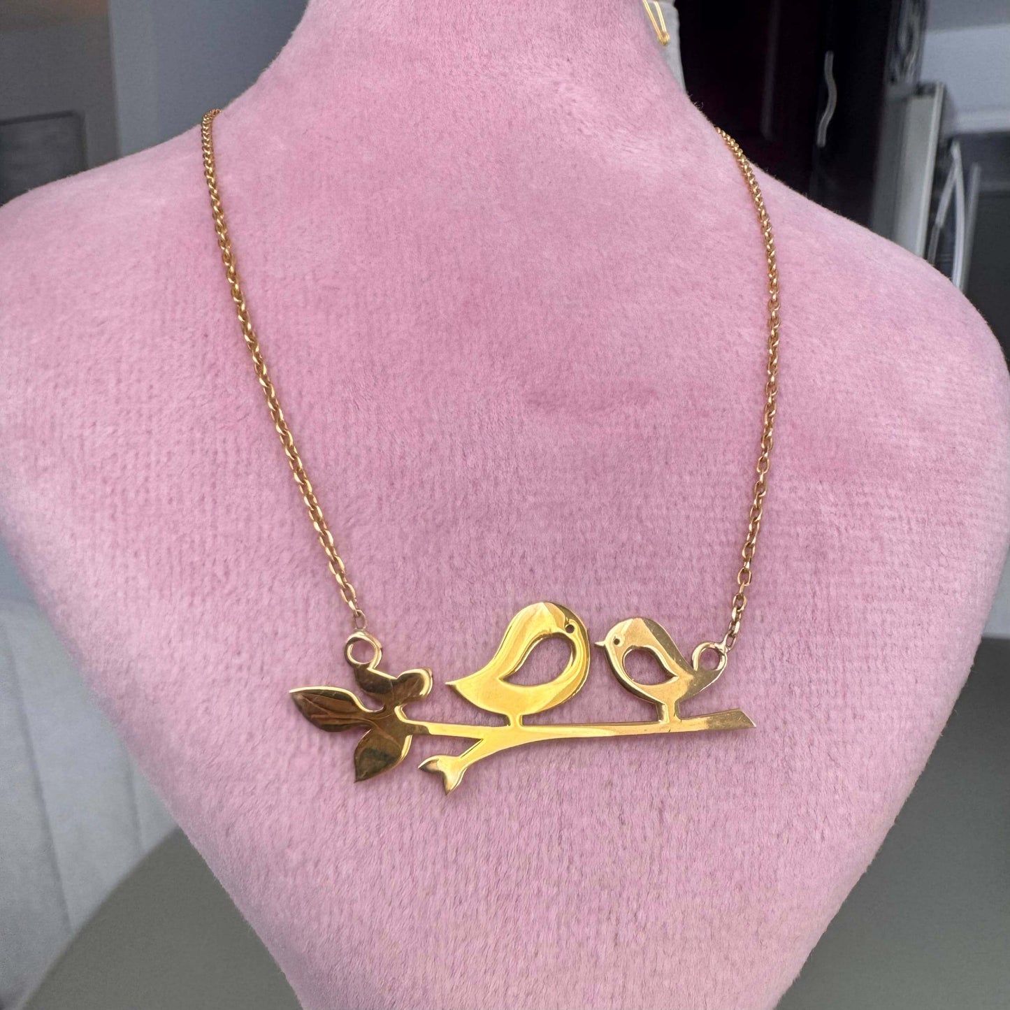 18K Love Birds Gold Necklace