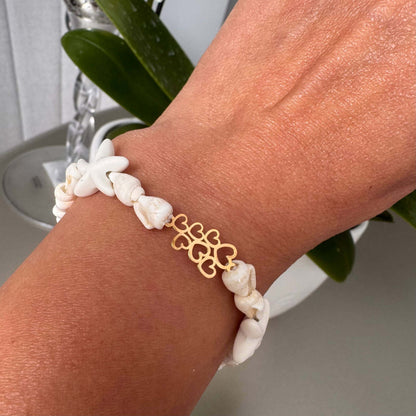 18K Heart Shell Cord Bracelet