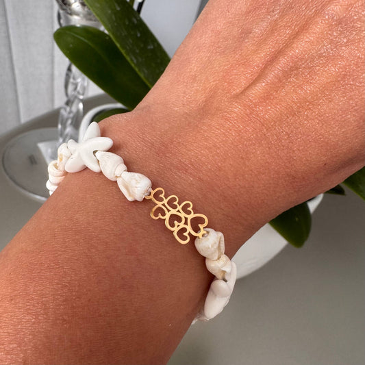 18K Heart Shell Cord Bracelet