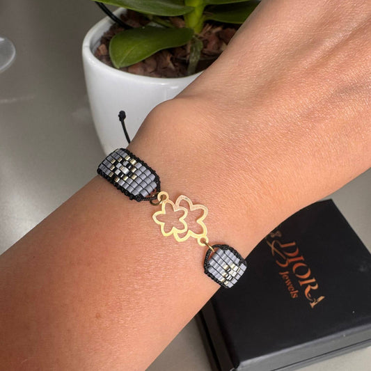 18K Flower Miyuki Cord Bracelet