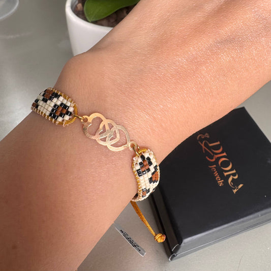 18K Peace Heart Miyuki Cord Bracelet