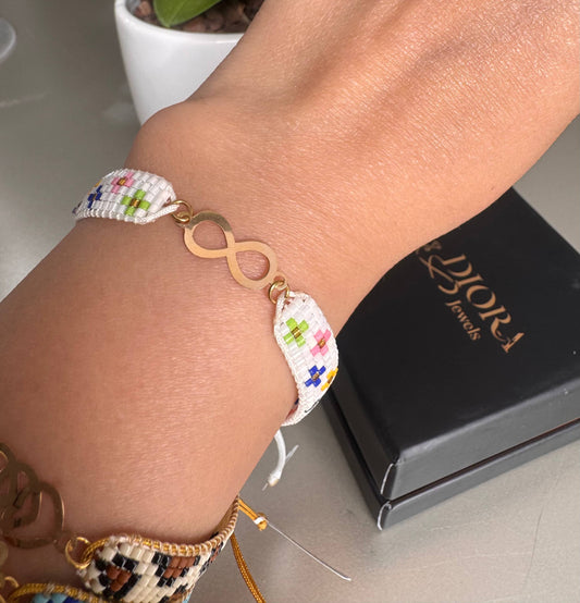 18K Infinity Heart Miyuki Cord Bracelet