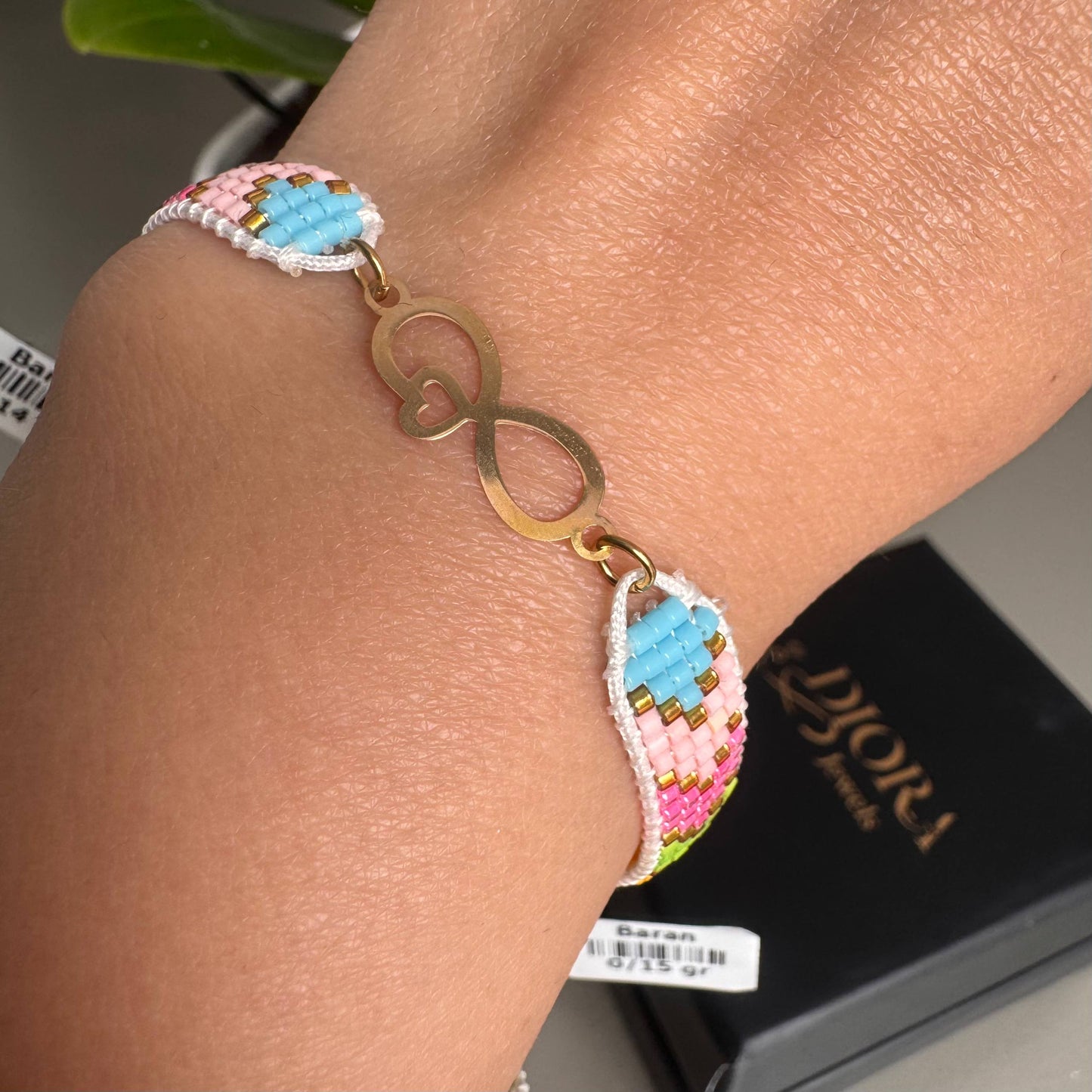 18K Infinity Heart Miyuki Cord Bracelet