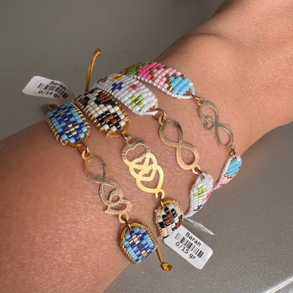 18K Peace Heart Miyuki Cord Bracelet