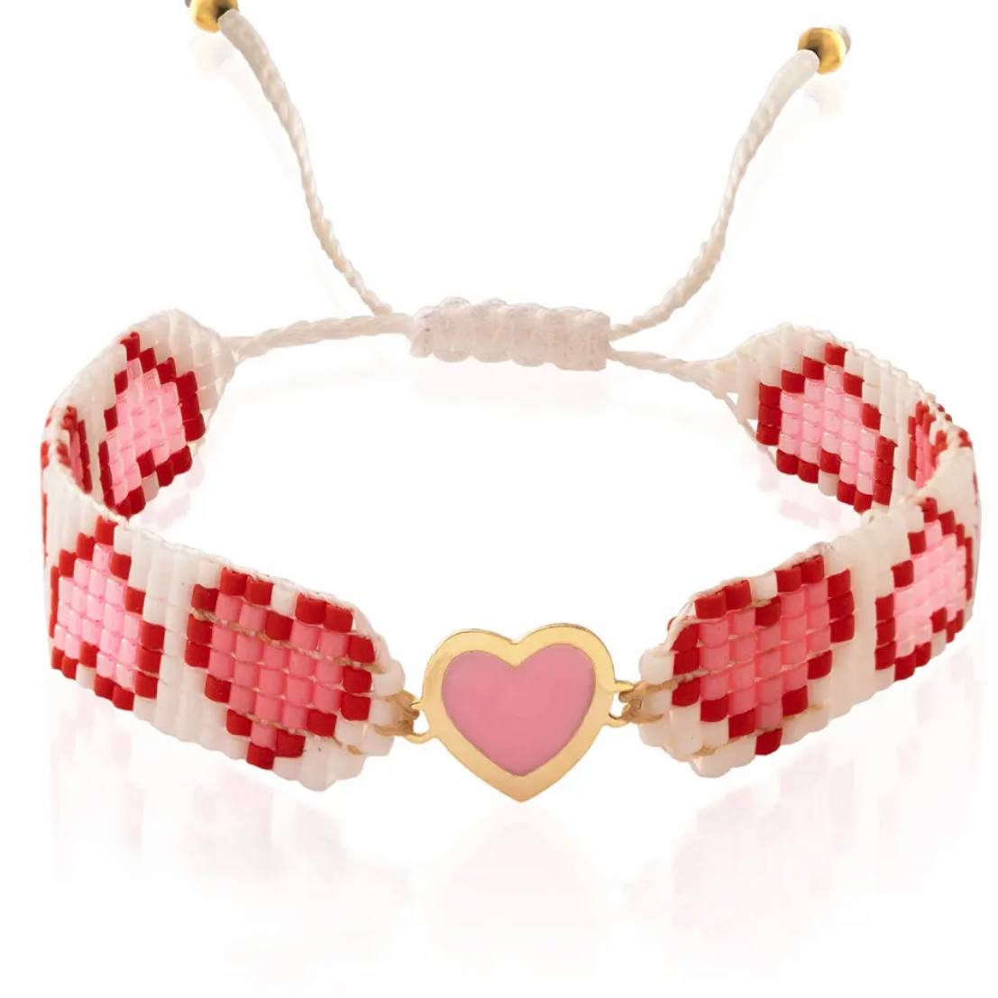 18K Heart Miyuki Cord Bracelet