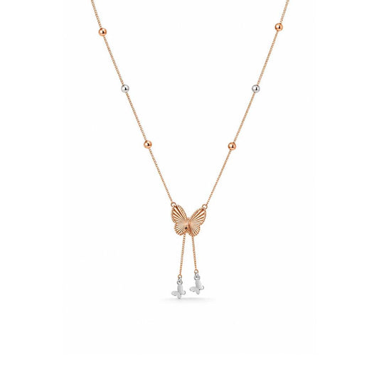 Rose Gold Butterfly Lariat Necklace
