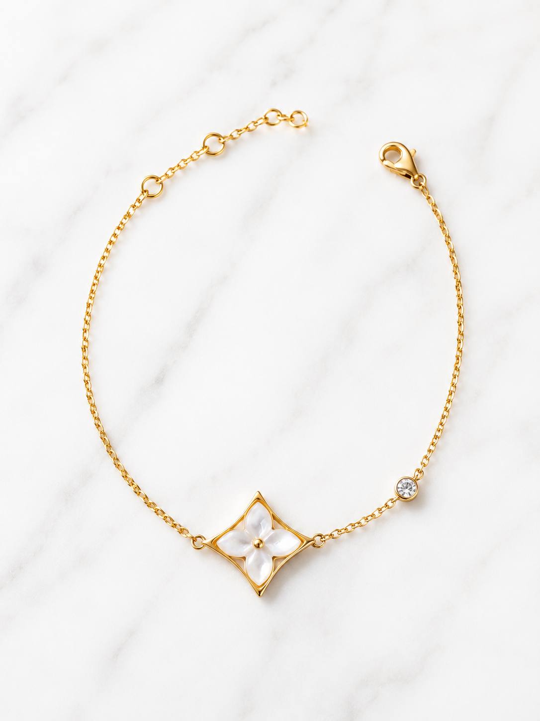 Gold Clover Mother of Pearl Bracelet