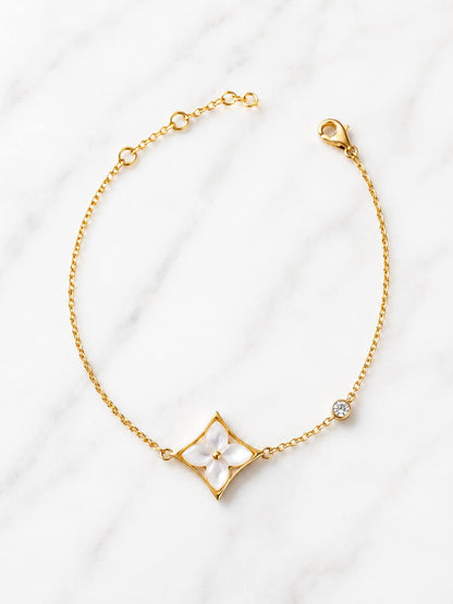 Gold Clover Mother of Pearl Bracelet