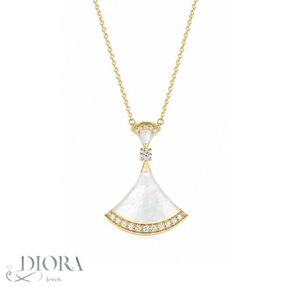 Mother of Pearl Fan Gold Necklace