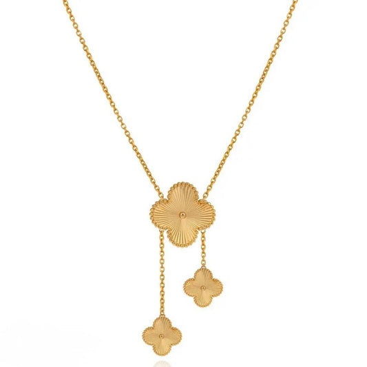 Gold Three Flower Necklace