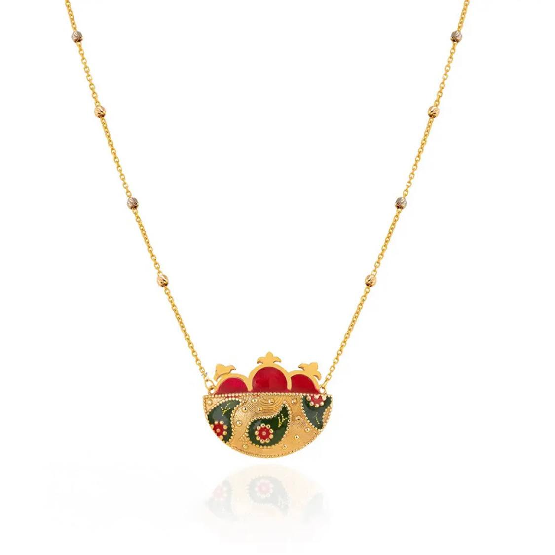 Gold Pomegranate Basket Necklace