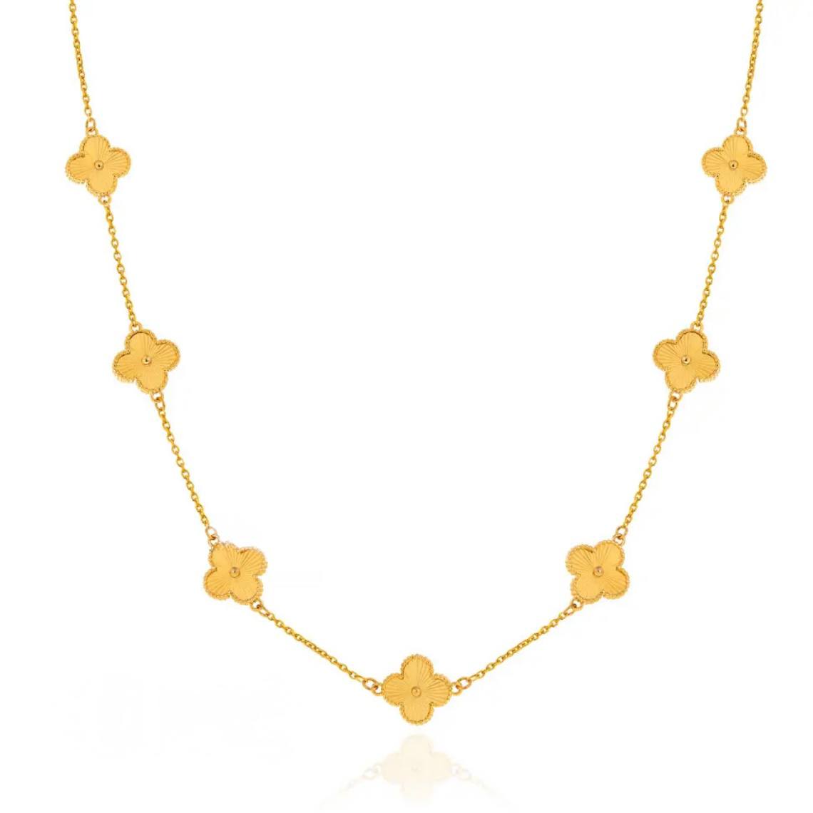 Gold Seven Flower Necklace