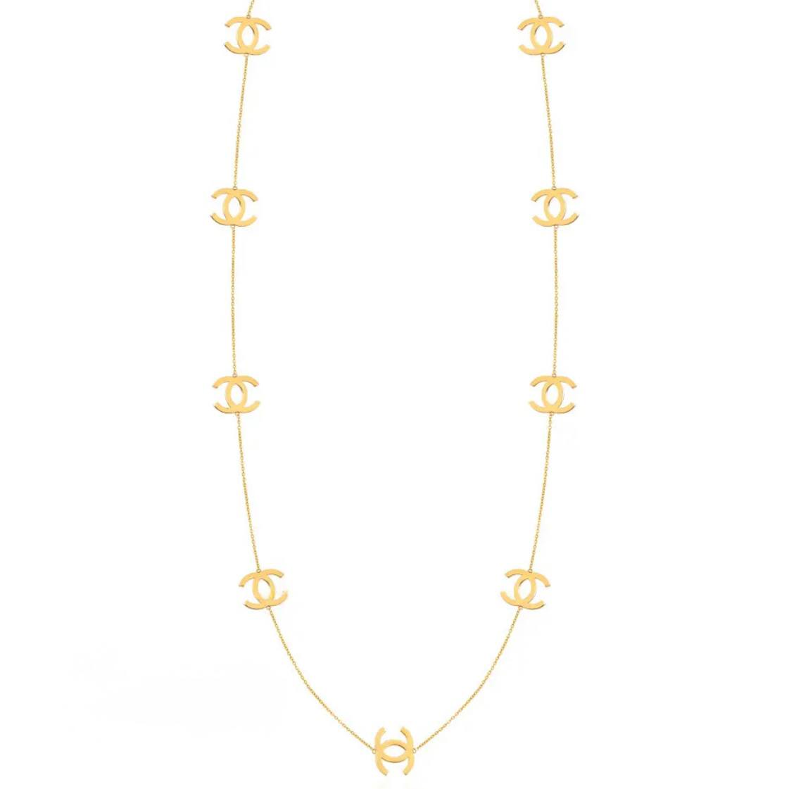 Gold Long Interlocking Necklace
