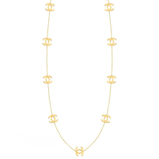 Gold Long Interlocking Necklace