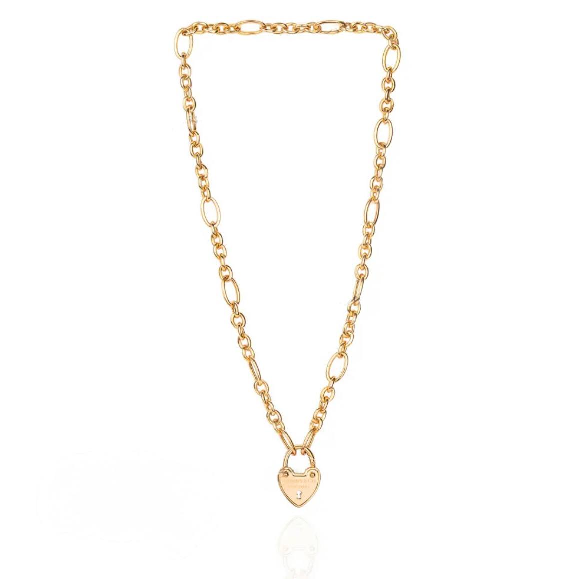 Gold Heart Lock Necklace