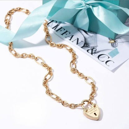 Gold Heart Lock Necklace
